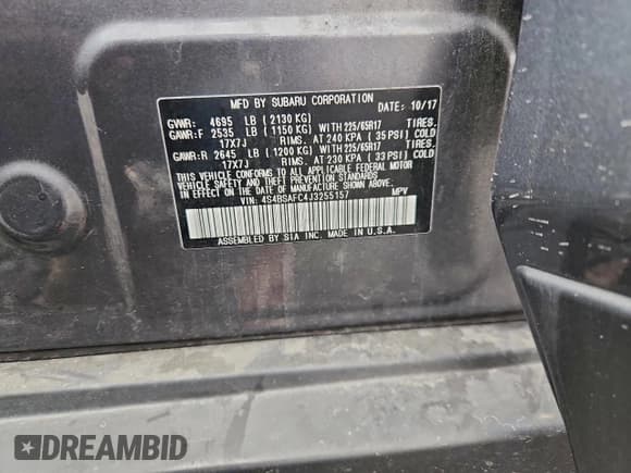 ✅ 2018 Subaru Outback Premium • VIN: 4S4BSAFC4J3255157 • Lot: 92513625. Listed on Copart with 83,520 mi. Free auction sales archive from the USA and detailed vehicle history report at DreamBid. Image 13.