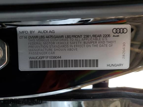 ✅ 2015 Audi A3 Premium Plus • VIN: WAUCJGFF1F1038044 • Lot: 58057065. Listed on Copart with 96,045 mi. Free auction sales archive from the USA and detailed vehicle history report at DreamBid. Image 12.