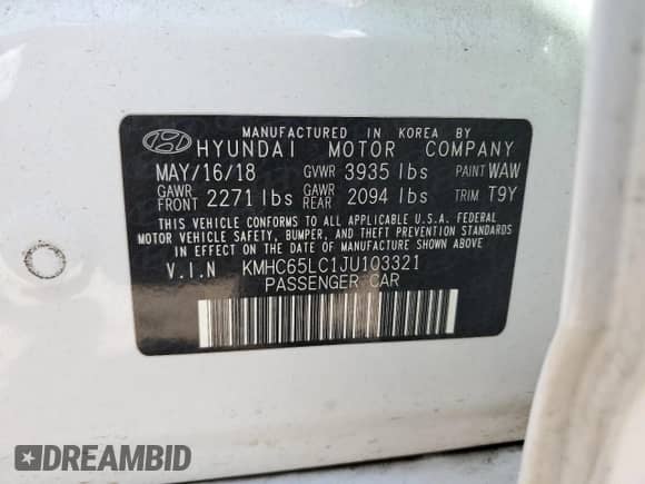 2018 Hyundai Ioniq Blue с VIN KMHC65LC1JU103321, выставлен на аукционе Copart как лот 78074774 с пробегом 170 782 миль миль и Чистый • Clean title. История ставок и продаж доступна на DreamBid. Изображение 12.