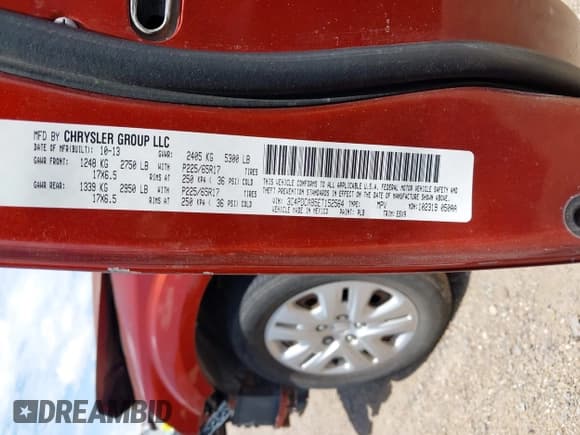 ✅ 2014 Dodge Journey American Value • VIN: 3C4PDCAB5ET152564 • Lot: 42864372. Listed on IAAI with 173,910 mi. Free auction sales archive from the USA and detailed vehicle history report at DreamBid. Image 9.