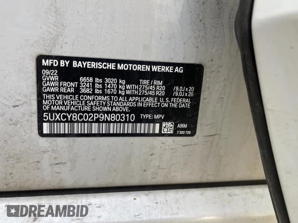 ✅ 2023 BMW X6 M50i • VIN: 5UXCY8C02P9N80310 • Lot: 55355555. Wystawiony na Copart z przebiegiem 22 049 mil. Bezpłatny archiwum sprzedaży aukcyjnych z USA i szczegółowy raport historii pojazdu na DreamBid. Zdjęcie 10.