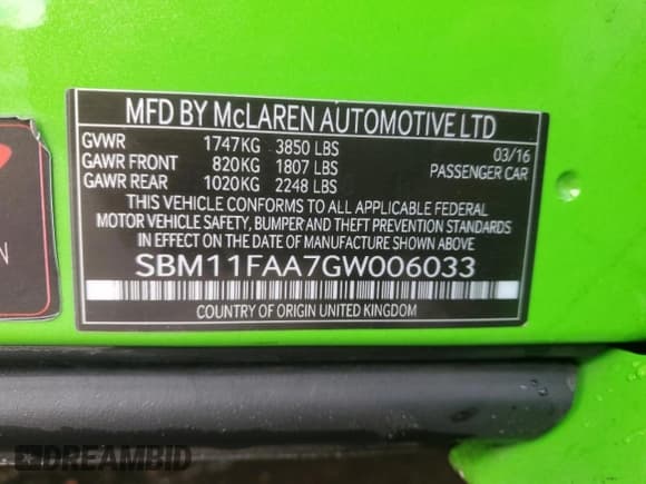 ✅ 2016 McLaren 650S • VIN: SBM11FAA7GW006033 • Лот: 49848005. Опубликован ранее на Copart с пробегом 15 714 миль. Бесплатный доступ к архиву аукционных продаж из США и подробный отчёт об истории автомобиля на DreamBid. Изображение 12.