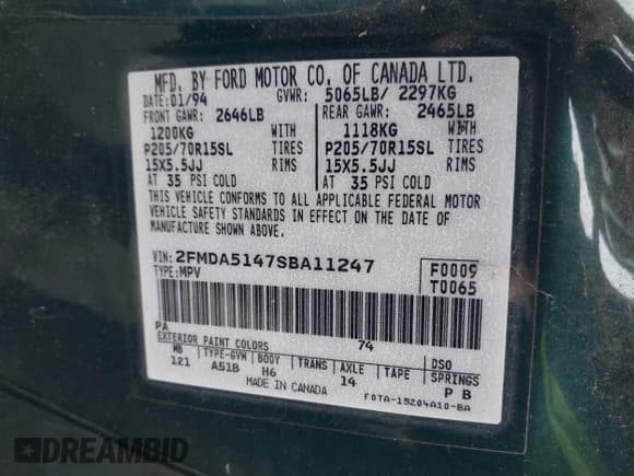 ✅ 1995 Ford Windstar GL • VIN: 2FMDA5147SBA11247 • Lot: 41620737. Wystawiony na IAAI z przebiegiem 163 666 mil. Bezpłatny archiwum sprzedaży aukcyjnych z USA i szczegółowy raport historii pojazdu na DreamBid. Zdjęcie 9.