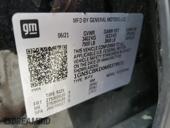 ✅ 2021 Chevrolet Suburban LS • VIN: 1GNSCBKD0MR379571 • Lot: 42579275. Listed on Copart with 146,655 mi. Free auction sales archive from the USA and detailed vehicle history report at DreamBid. Image 13.