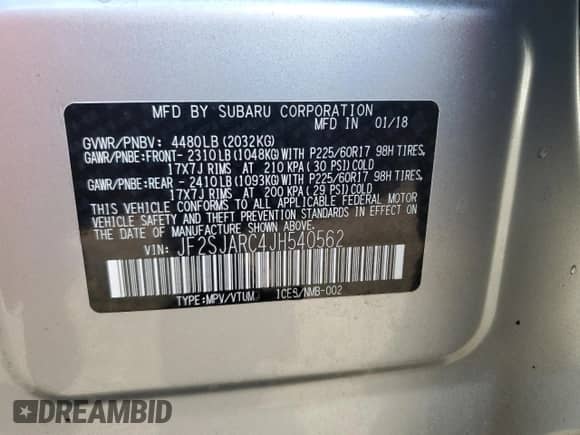 2018 Subaru Forester Limited with VIN JF2SJARC4JH540562, listed as a Copart auction lot 86628195 with 77,419 mi miles and Salvage title. Bid and sale history available at DreamBid. Image 14.
