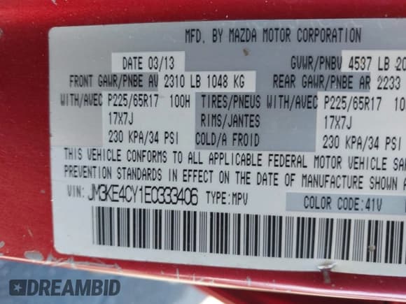 ✅ 2014 Mazda CX-5 Touring • VIN: JM3KE4CY1E0333406 • Lot: 43266877. Wystawiony na IAAI z przebiegiem 164 363 mil. Bezpłatny archiwum sprzedaży aukcyjnych z USA i szczegółowy raport historii pojazdu na DreamBid. Zdjęcie 9.