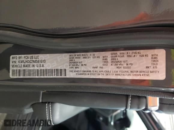 ✅ 2022 Jeep Grand Cherokee Overland • VIN: 1C4RJHDG2N8561013 • Лот: 85602455. Опубликован ранее на Copart с пробегом 67 882 миль. Бесплатный доступ к архиву аукционных продаж из США и подробный отчёт об истории автомобиля на DreamBid. Изображение 13.