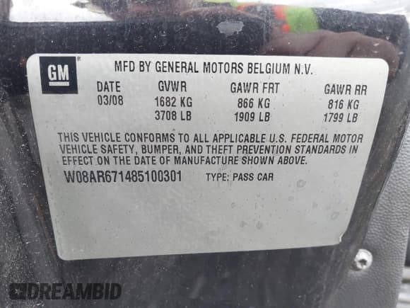 ✅ 2008 Saturn Astra XE • VIN: W08AR671485100301 • Lot: 43875629. Listed on IAAI with 177,849 mi. Free auction sales archive from the USA and detailed vehicle history report at DreamBid. Image 9.