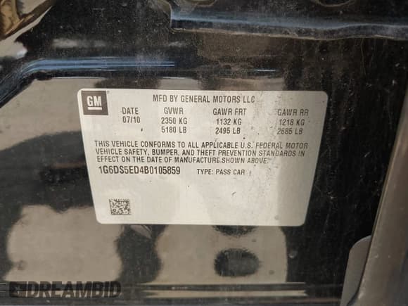 ✅ 2011 Cadillac CTS Premium • VIN: 1G6DS5ED4B0105859 • Lot: 42494741. Listed on IAAI with 143,128 mi. Free auction sales archive from the USA and detailed vehicle history report at DreamBid. Image 9.