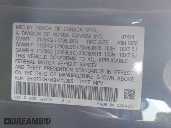✅ 2025 Honda CR-V EX-L • VIN: 2HKRS4H74SH412986 • Лот: 42637433. Опубликован ранее на IAAI с пробегом 14 958 миль. Бесплатный доступ к архиву аукционных продаж из США и подробный отчёт об истории автомобиля на DreamBid. Изображение 9.