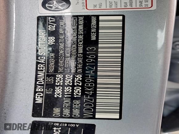 ✅ 2017 Mercedes-Benz E 300 Luxury • VIN: WDDZF4KB9HA219613 • Lot: 95123205. Listed on Copart with 44,941 mi. Free auction sales archive from the USA and detailed vehicle history report at DreamBid. Image 13.