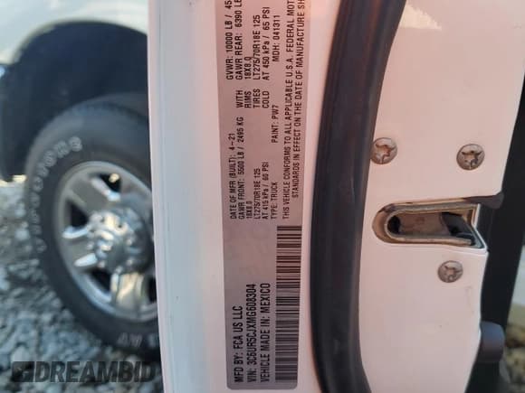 ✅ 2021 Ram 2500 Tradesman • VIN: 3C6UR5CJXMG608304 • Lot: 81685155. Listed on Copart with 41,884 mi. Free auction sales archive from the USA and detailed vehicle history report at DreamBid. Image 12.