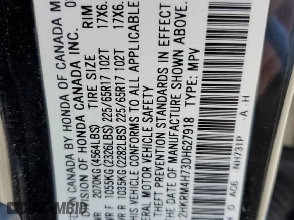 ✅ 2013 Honda CR-V EX-L • VIN: 2HKRM4H73DH627918 • Lot: 92496385. Wystawiony na Copart z przebiegiem 134 463 mil. Bezpłatny archiwum sprzedaży aukcyjnych z USA i szczegółowy raport historii pojazdu na DreamBid. Zdjęcie 14.