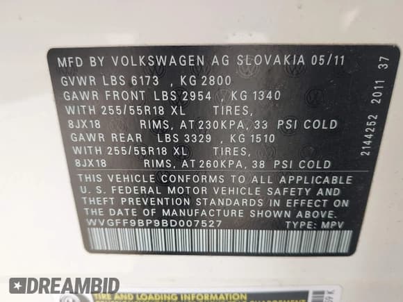 ✅ 2011 Volkswagen Touareg Sport • VIN: WVGFF9BP9BD007527 • Lot: 43711410. Listed on IAAI with 151,992 mi. Free auction sales archive from the USA and detailed vehicle history report at DreamBid. Image 9.