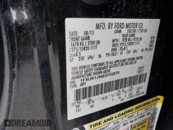 ✅ 2014 Ford Expedition Max XLT • VIN: 1FMJK1J54EEF02675 • Лот: 84905135. Опубликован ранее на Copart с пробегом 213 922 миль. Бесплатный доступ к архиву аукционных продаж из США и подробный отчёт об истории автомобиля на DreamBid. Изображение 13.