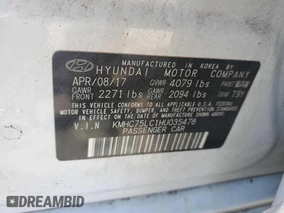 ✅ 2017 Hyundai Ioniq SEL • VIN: KMHC75LC1HU035478 • Lot: 50817635. Wystawiony na Copart z przebiegiem 98 574 mil. Bezpłatny archiwum sprzedaży aukcyjnych z USA i szczegółowy raport historii pojazdu na DreamBid. Zdjęcie 12.