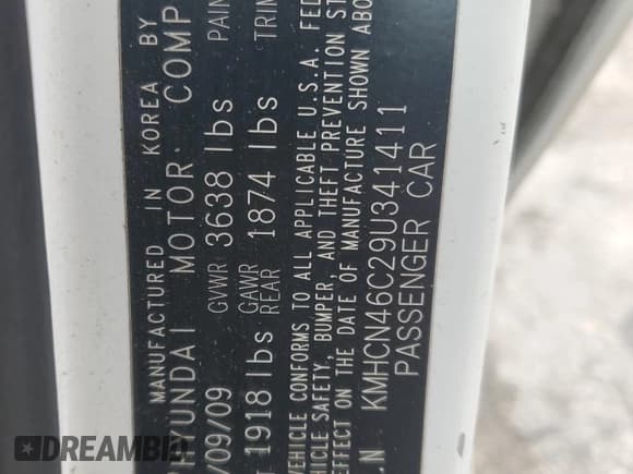 ✅ 2009 Hyundai Accent Auto GLS • VIN: KMHCN46C29U341411 • Лот: 42215115. Опубликован ранее на Copart с пробегом 122 858 миль. Бесплатный доступ к архиву аукционных продаж из США и подробный отчёт об истории автомобиля на DreamBid. Изображение 12.