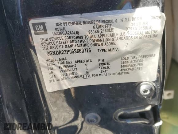 ✅ 2006 Chevrolet HHR LT • VIN: 3GNDA23P06S660776 • Lot: 82008714. Listed on Copart with Not provided. Free auction sales archive from the USA and detailed vehicle history report at DreamBid. Image 14.