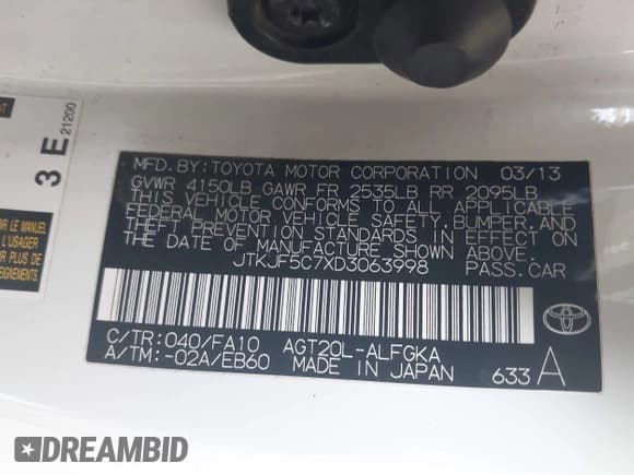 ✅ 2013 Scion tC • VIN: JTKJF5C7XD3063998 • Lot: 42388873. Wystawiony na IAAI z przebiegiem 198 828 mil. Bezpłatny archiwum sprzedaży aukcyjnych z USA i szczegółowy raport historii pojazdu na DreamBid. Zdjęcie 9.