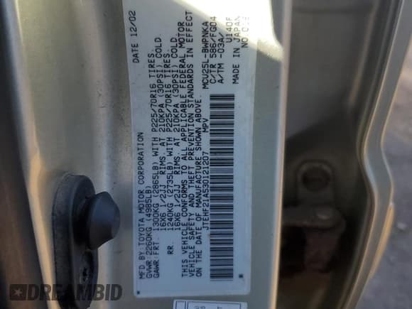 ✅ 2003 Toyota Highlander Limited • VIN: JTEHF21A530121207 • Lot: 85294015. Listed on Copart with 222,534 mi. Free auction sales archive from the USA and detailed vehicle history report at DreamBid. Image 13.