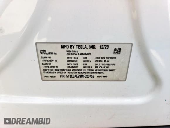 ✅ 2021 Tesla Model X Long Range Plus • VIN: 5YJXCAE29MF323752 • Lot: 64859025. Listed on Copart with 88,510 mi. Free auction sales archive from the USA and detailed vehicle history report at DreamBid. Image 13.