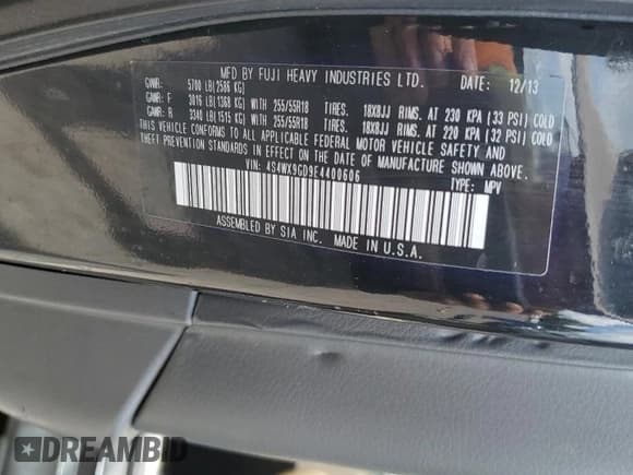 ✅ 2014 Subaru Tribeca Limited • VIN: 4S4WX9GD9E4400606 • Лот: 62319985. Опубликован ранее на Copart с пробегом 166 911 миль. Бесплатный доступ к архиву аукционных продаж из США и подробный отчёт об истории автомобиля на DreamBid. Изображение 13.