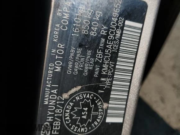 ✅ 2012 Hyundai Accent SE • VIN: KMHCU5AE9CU049652 • Lot: 65508585. Listed on Copart with 120,313 mi. Free auction sales archive from the USA and detailed vehicle history report at DreamBid. Image 12.