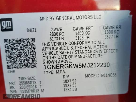 2021 Chevrolet Traverse LT Cloth с VIN 1GNERGKW5MJ212230, выставлен на аукционе Copart как лот 69647655 с пробегом 52 070 миль миль и Чистый • Clean title. История ставок и продаж доступна на DreamBid. Изображение 13.