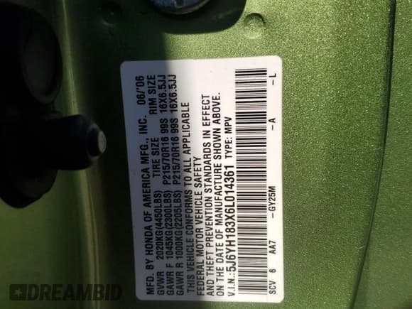 ✅ 2006 Honda Element LX • VIN: 5J6YH183X6L014361 • Лот: 69622815. Опубликован ранее на Copart с пробегом 203 713 миль. Бесплатный доступ к архиву аукционных продаж из США и подробный отчёт об истории автомобиля на DreamBid. Изображение 14.