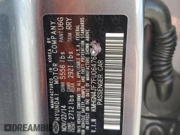 ✅ 2015 Hyundai Genesis 5.0L • VIN: KMHGN4JF7FU064768 • Lot: 88540265. Wystawiony na Copart z przebiegiem 135 366 mil. Bezpłatny archiwum sprzedaży aukcyjnych z USA i szczegółowy raport historii pojazdu na DreamBid. Zdjęcie 14.