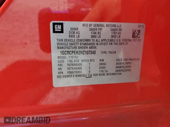 ✅ 2017 Chevrolet Silverado 1500 Custom • VIN: 1GCRCPEH2HZ107340 • Lot: 64235425. Wystawiony na Copart z przebiegiem 48 001 mil. Bezpłatny archiwum sprzedaży aukcyjnych z USA i szczegółowy raport historii pojazdu na DreamBid. Zdjęcie 12.