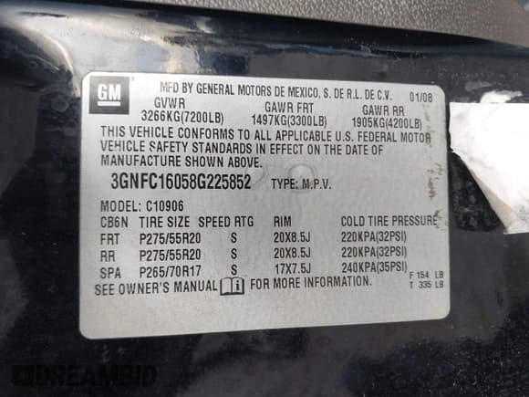 ✅ 2008 Chevrolet Suburban LTZ • VIN: 3GNFC16058G225852 • Лот: 43115717. Опубликован ранее на IAAI с пробегом 119 308 миль. Бесплатный доступ к архиву аукционных продаж из США и подробный отчёт об истории автомобиля на DreamBid. Изображение 9.