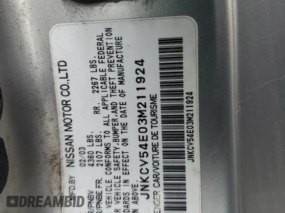 ✅ 2003 Infiniti G35 w/Leather • VIN: JNKCV54E03M211924 • Лот: 85737735. Опубликован ранее на Copart с пробегом 149 046 миль. Бесплатный доступ к архиву аукционных продаж из США и подробный отчёт об истории автомобиля на DreamBid. Изображение 12.