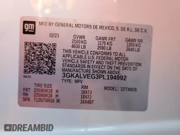 ✅ 2023 GMC Terrain SLT • VIN: 3GKALVEG3PL194992 • Лот: 90657715. Опубликован ранее на Copart с пробегом 60 172 миль. Бесплатный доступ к архиву аукционных продаж из США и подробный отчёт об истории автомобиля на DreamBid. Изображение 13.