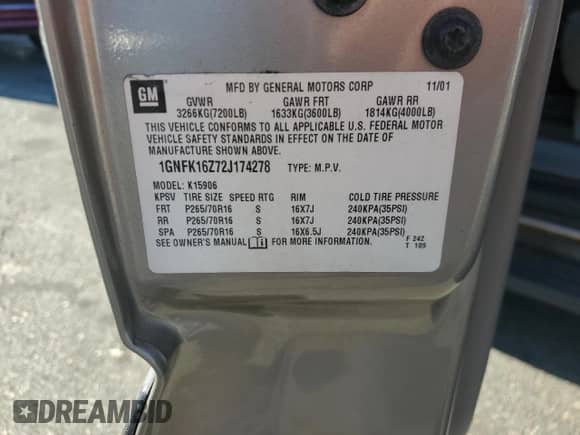 2002 Chevrolet Suburban LT с VIN 1GNFK16Z72J174278, выставлен на аукционе Copart как лот 80516684 с пробегом 220 100 миль миль и Чистый • Clean title. История ставок и продаж доступна на DreamBid. Изображение 13.