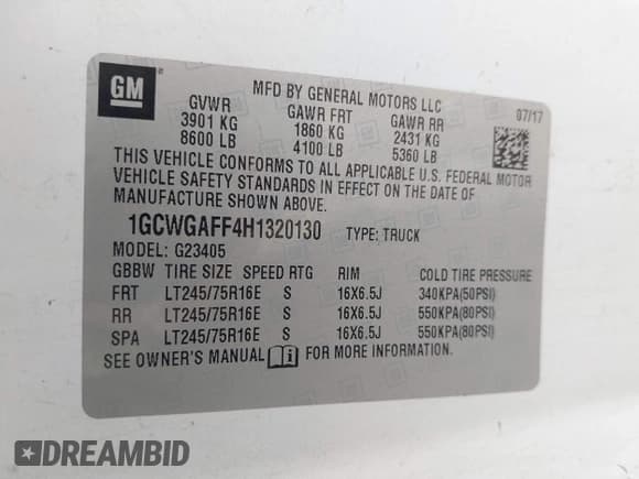 ✅ 2017 Chevrolet Express Cargo • VIN: 1GCWGAFF4H1320130 • Лот: 43297963. Опубликован ранее на IAAI с пробегом 203 551 миль. Бесплатный доступ к архиву аукционных продаж из США и подробный отчёт об истории автомобиля на DreamBid. Изображение 9.