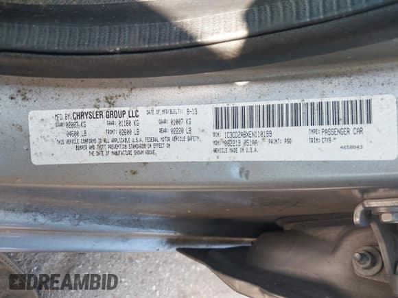 ✅ 2014 Dodge Avenger SE • VIN: 1C3CDZABXEN110199 • Lot: 43157282. Listed on IAAI with 177,058 mi. Free auction sales archive from the USA and detailed vehicle history report at DreamBid. Image 9.