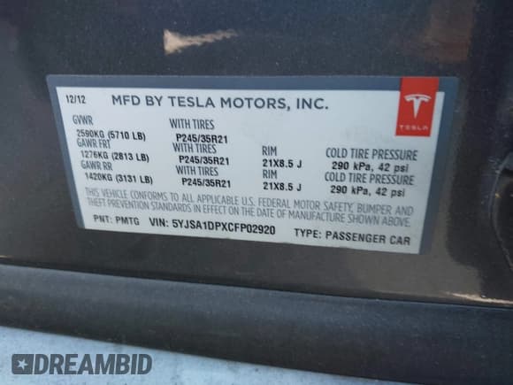 ✅ 2012 Tesla Model S Performance • VIN: 5YJSA1DPXCFP02920 • Lot: 42757374. Wystawiony na IAAI z przebiegiem 68 492 mil. Bezpłatny archiwum sprzedaży aukcyjnych z USA i szczegółowy raport historii pojazdu na DreamBid. Zdjęcie 9.