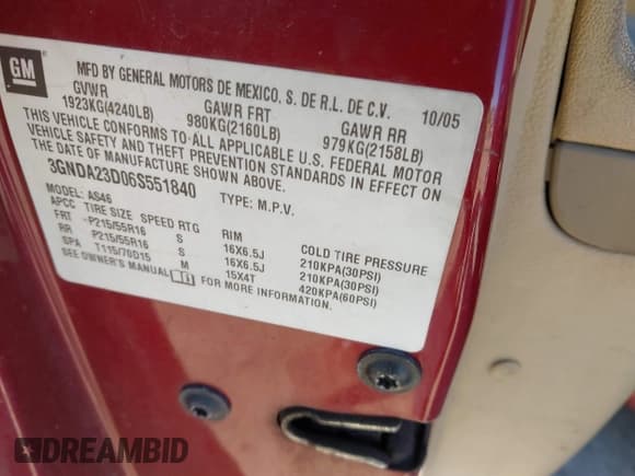 ✅ 2006 Chevrolet HHR LT • VIN: 3GNDA23D06S551840 • Lot: 41337787. Listed on IAAI with 189,354 mi. Free auction sales archive from the USA and detailed vehicle history report at DreamBid. Image 9.