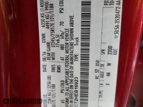 ✅ 2017 Ford F-350 XL • VIN: 1FT8W3CT2HEB16923 • Лот: 81068454. Опубликован ранее на Copart с пробегом 80 648 миль. Бесплатный доступ к архиву аукционных продаж из США и подробный отчёт об истории автомобиля на DreamBid. Изображение 12.