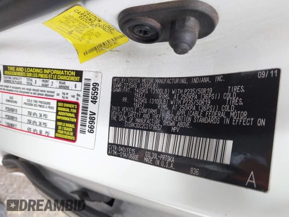 ✅ 2012 Toyota Sienna SE • VIN: 5TDXK3DC2CS179657 • Lot: 43438594. Listed on IAAI with 126,552 mi. Free auction sales archive from the USA and detailed vehicle history report at DreamBid. Image 9.