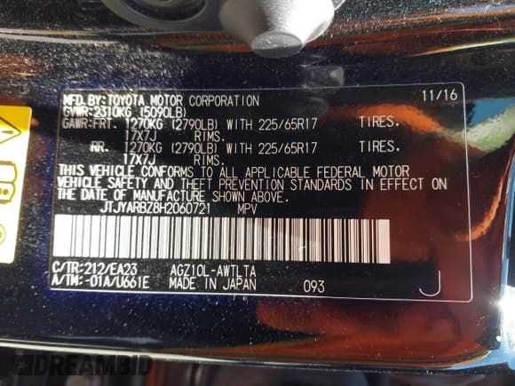 ✅ 2017 Lexus NX 200t • VIN: JTJYARBZ8H2060721 • Lot: 42217380. Listed on IAAI with 110,633 mi. Free auction sales archive from the USA and detailed vehicle history report at DreamBid. Image 9.