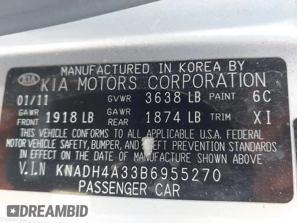 ✅ 2011 Kia Rio LX • VIN: KNADH4A33B6955270 • Лот: 43517512. Опубликован ранее на IAAI с пробегом 138 650 миль. Бесплатный доступ к архиву аукционных продаж из США и подробный отчёт об истории автомобиля на DreamBid. Изображение 9.