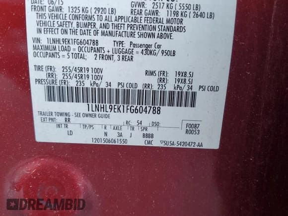 ✅ 2015 Lincoln MKS • VIN: 1LNHL9EK1FG604788 • Лот: 70561565. Опубликован ранее на Copart с пробегом 132 839 миль. Бесплатный доступ к архиву аукционных продаж из США и подробный отчёт об истории автомобиля на DreamBid. Изображение 13.