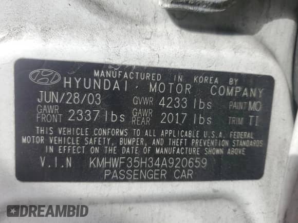 2004 Hyundai Sonata GLS with VIN KMHWF35H34A920659, listed as a Copart auction lot 77813554 with 76,938 mi miles and Clean title. Bid and sale history available at DreamBid. Image 12.