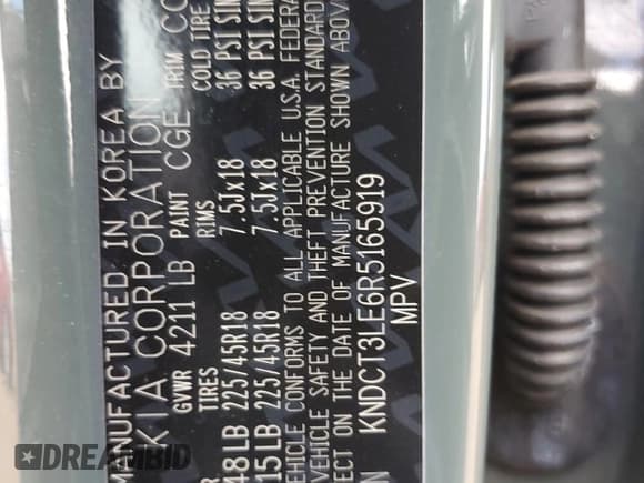 ✅ 2024 Kia Niro SX • VIN: KNDCT3LE6R5165919 • Lot: 64857605. Listed on Copart with 23,909 mi. Free auction sales archive from the USA and detailed vehicle history report at DreamBid. Image 12.