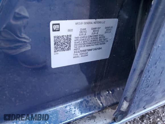 2022 Chevrolet Malibu LT z VIN 1G1ZD5ST8NF162584, wystawiony jako Copart lot #84424565 z przebiegiem 87 343 mil mil oraz Szkoda całkowita • Salvage title. Historia ofert i sprzedaży dostępna na DreamBid. Obrazek 12.