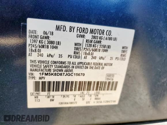 ✅ 2018 Ford Explorer XLT • VIN: 1FM5K8D87JGC15670 • Lot: 91135325. Wystawiony na Copart z przebiegiem 111 119 mil. Bezpłatny archiwum sprzedaży aukcyjnych z USA i szczegółowy raport historii pojazdu na DreamBid. Zdjęcie 13.