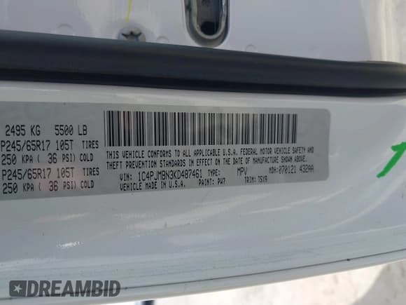 ✅ 2019 Jeep Cherokee Trailhawk Elite • VIN: 1C4PJMBN3KD487461 • Lot: 41869751. Listed on IAAI with 91,197 mi. Free auction sales archive from the USA and detailed vehicle history report at DreamBid. Image 9.