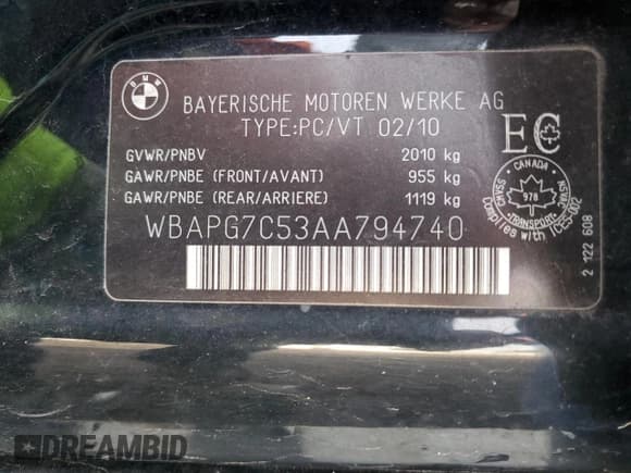 ✅ 2010 BMW 3 Series 323i • VIN: WBAPG7C53AA794740 • Лот: 92437855. Опубликован ранее на Copart с пробегом Не указан. Бесплатный доступ к архиву аукционных продаж из США и подробный отчёт об истории автомобиля на DreamBid. Изображение 12.